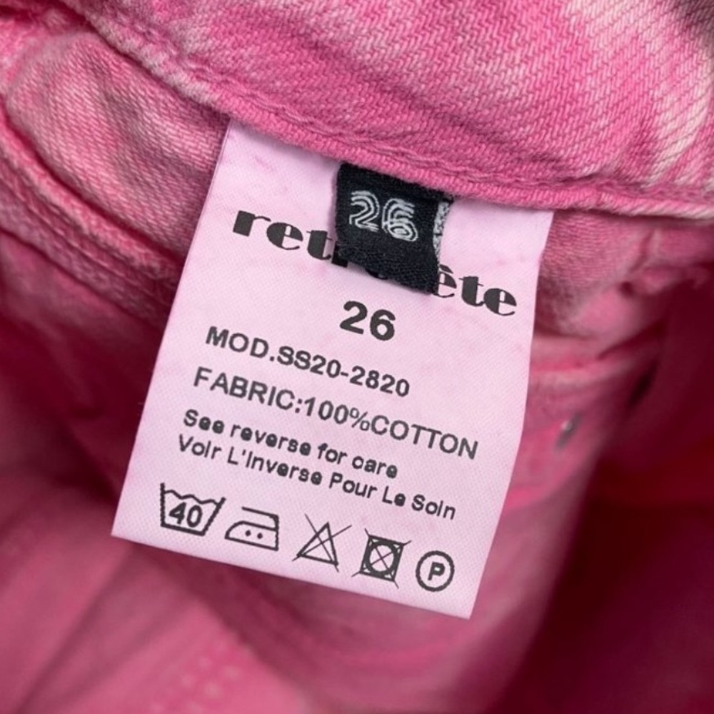 Retrofête Tessa Vintage Pink Distressed Raw Hem Festival Jean Short 26 High Rise - Picture 8 of 16